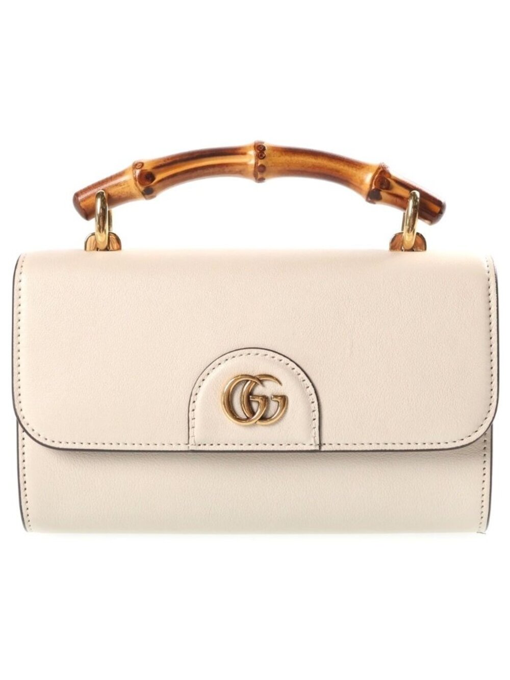 Gucci Bamboo Chain Shoulder Bag Leather Beige